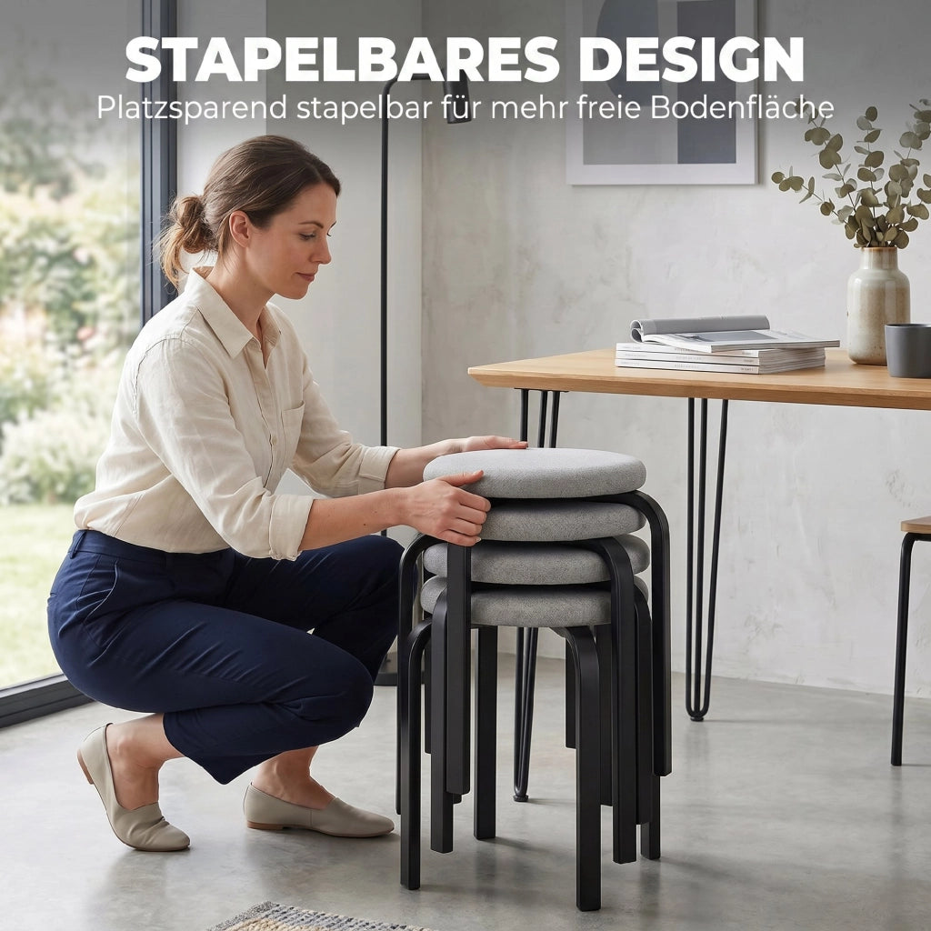 Sgabello Imbottito Rotondo Set 4 Pezzi ¨C Minimal ¨C Grigio