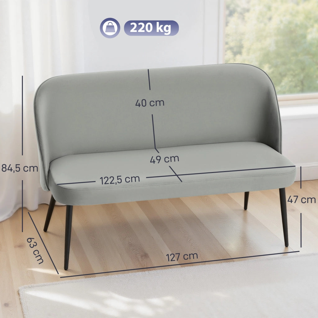 Divano 2 posti ¨C Minimal ¨C tessuto grigio, metallo e legno