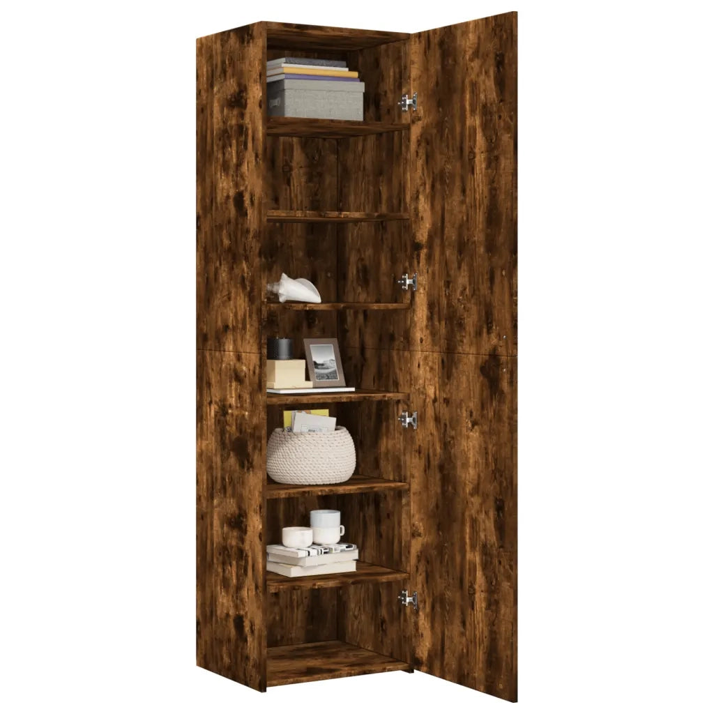 Credenza-Buffet-Armadio da cucina Rovere Fumo 50x42,5x185 cm in Legno Multistrato 665053