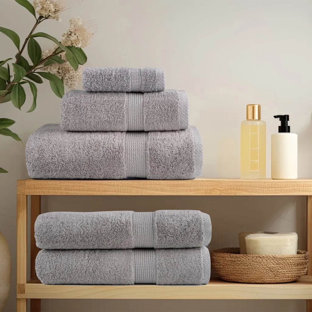 Asciugamani da doccia premium SOLUND 4 pezzi Grigio 70x140 cm 600 g/m² 137309