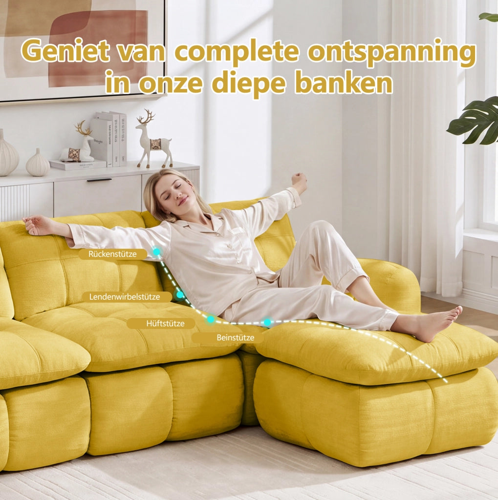 DIVANO Modulare 194x160 cm in Chenille Giallo