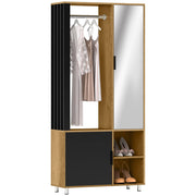 Armadio con Specchio e Appendiabiti ¨C Zephmum ¨C 80x30x170 cm Natural e Nero