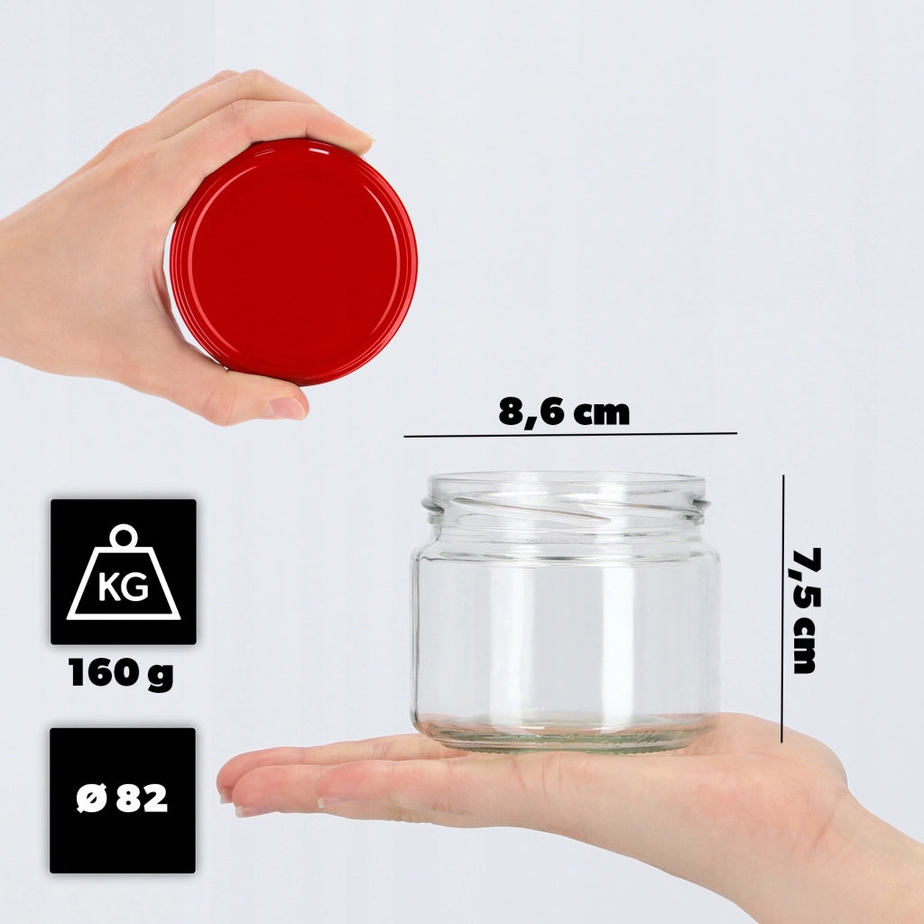 Barattoli di vetro KADAX Sonka 330 ml 10 pezzi 82 mm + coperchi rossi