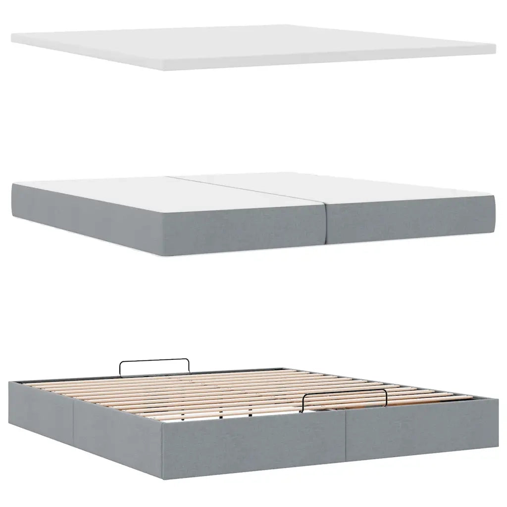Struttura Letto Pouf con Materasso 200x200 cm in Tessuto 3311401