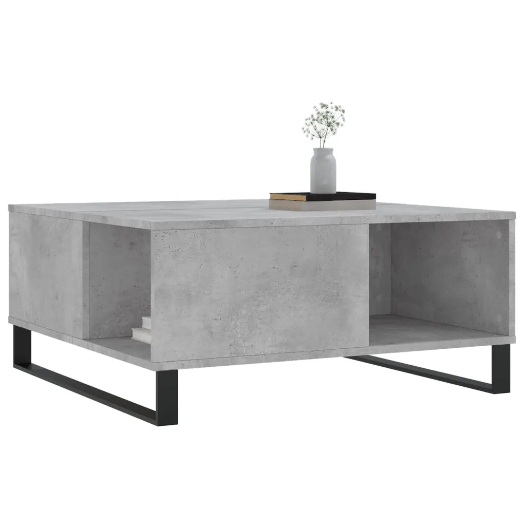 Tavolino Salotto Grigio Cemento 80x80x36,5 cm Legno Multistrato 830792