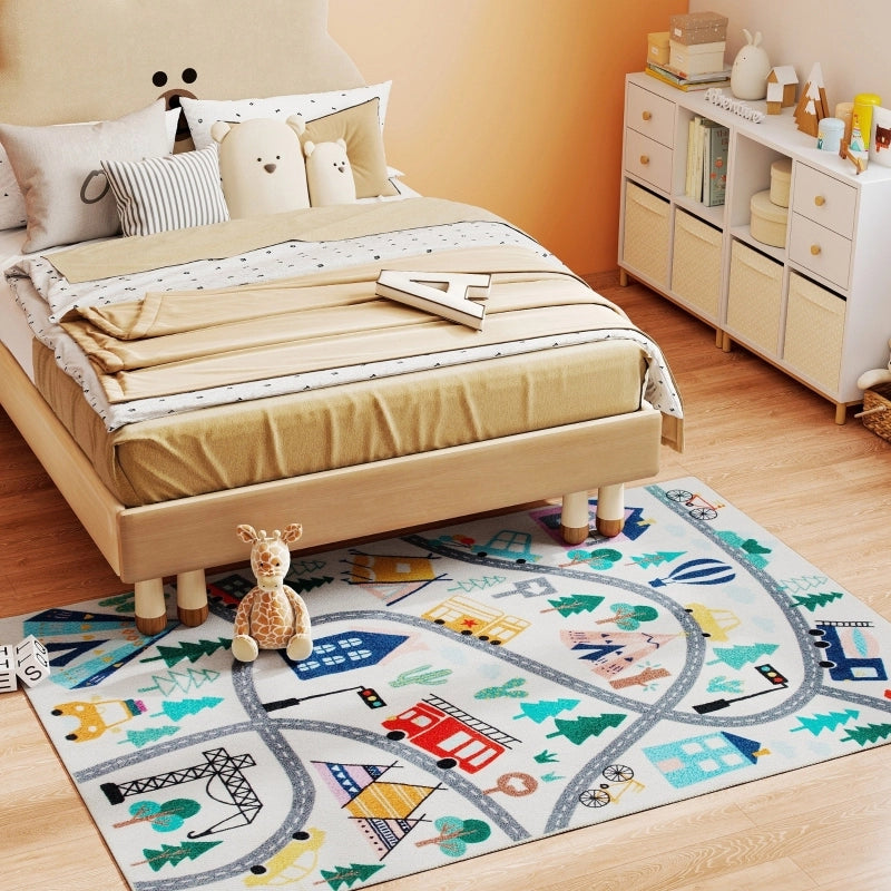 Tappeto con motivo autostrada in poliestere multicolore 160 × 120 cm con fondo antiscivolo per camera e ufficio