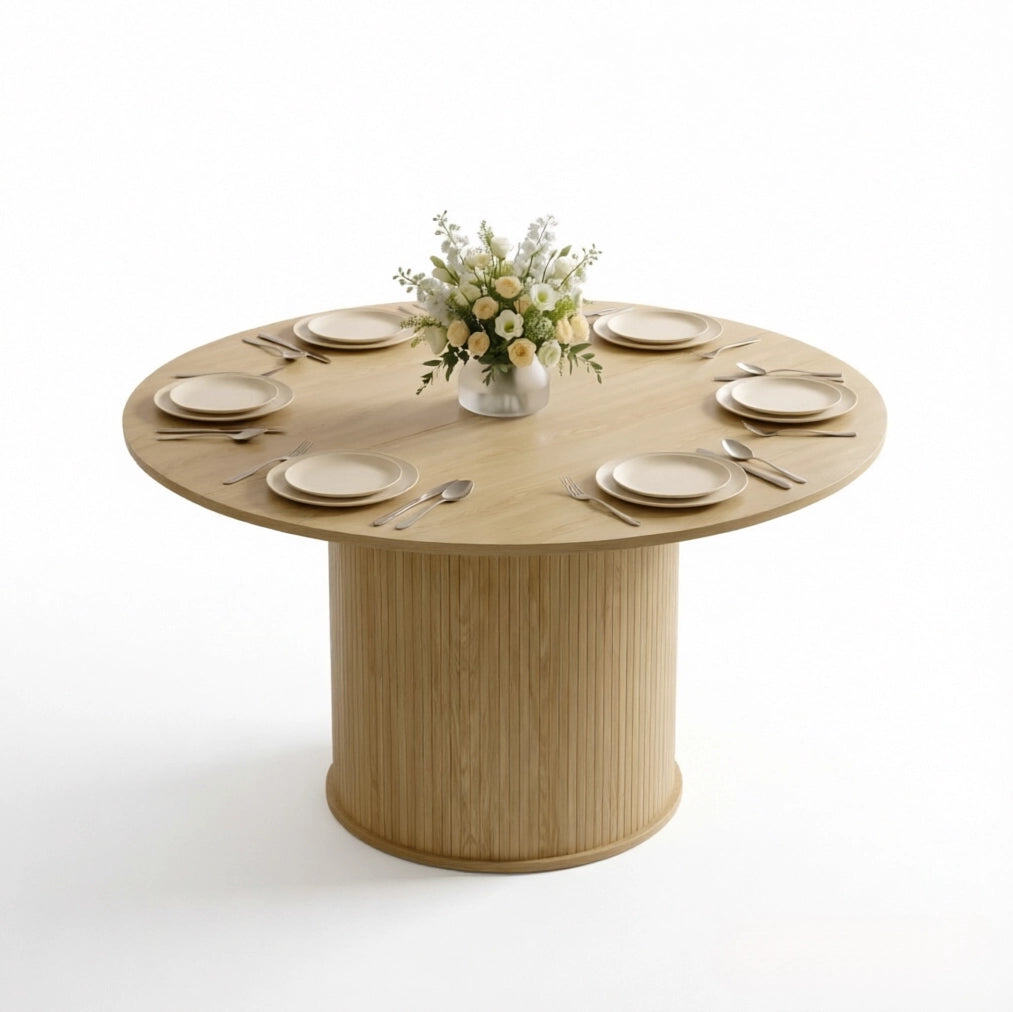 Tavolo da pranzo rotondo Ø120 cm effetto legno naturale
