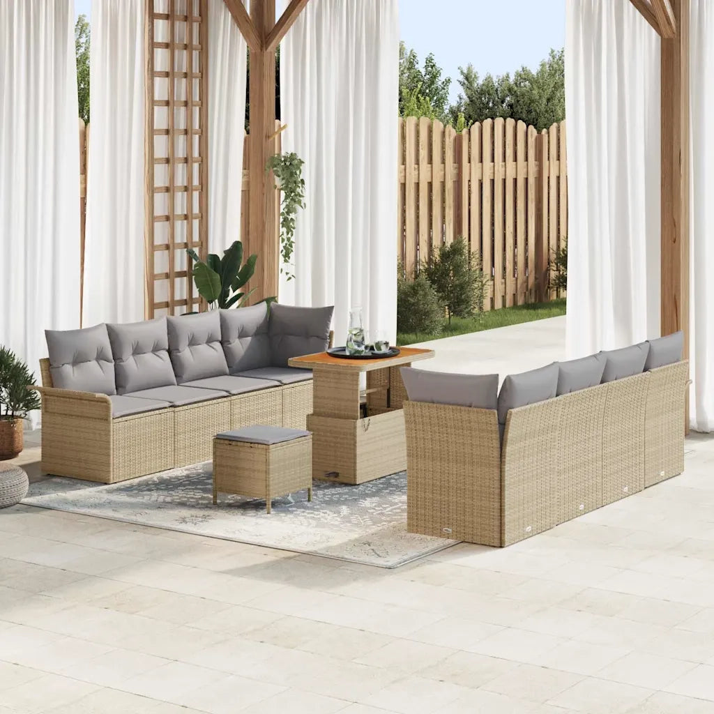 Set Divano da Giardino con cuscino 11 pcs Beige polyrattan 3362112