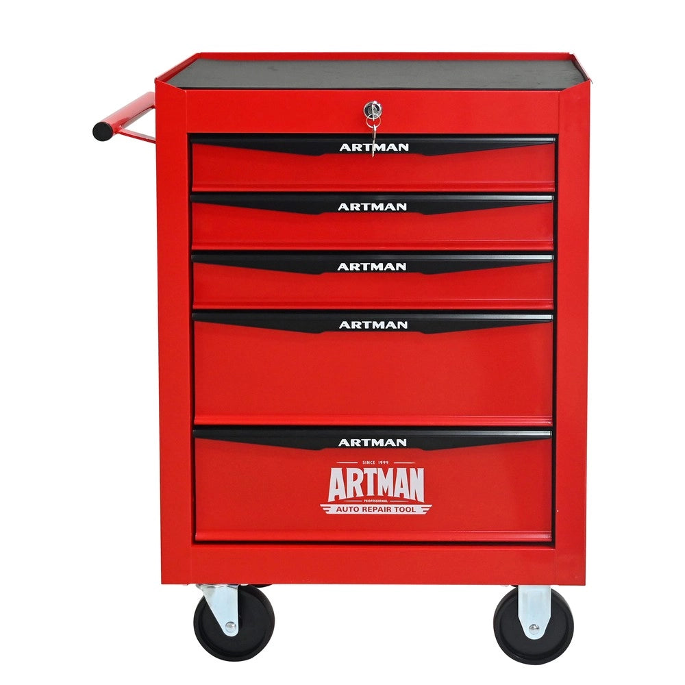 Cassettiera Porta Utensili su Ruote ¨C MINIMAL ¨C 5 Cassetti, Metallo, Rosso e Nero