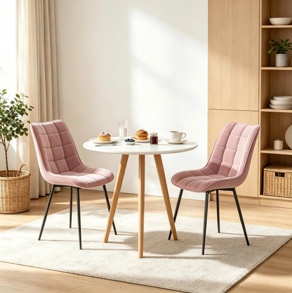 SEDIA Imbottita 46x39 cm in Velluto Rosa Set da 2