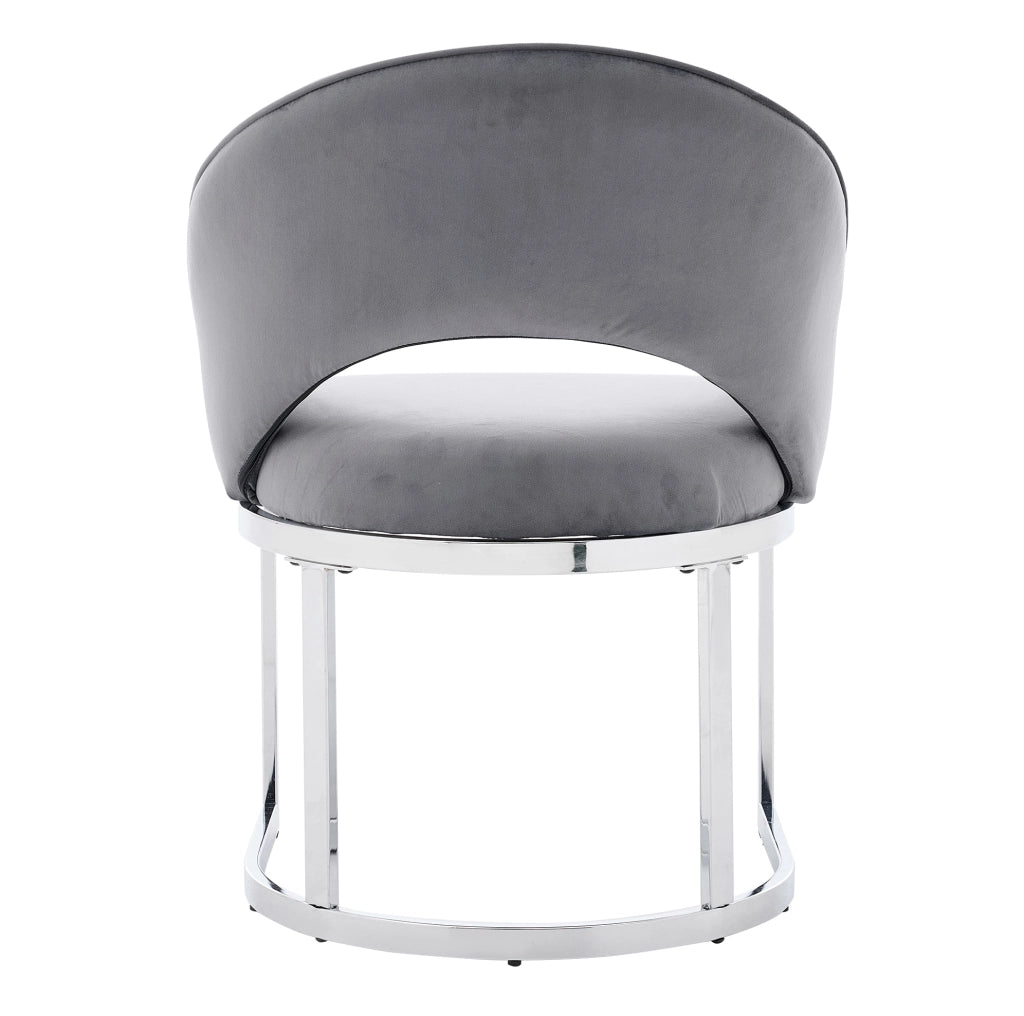 Set di 2 sedie da pranzo ULEVR in velluto grigio con gambe in metallo argentato, design curvo
