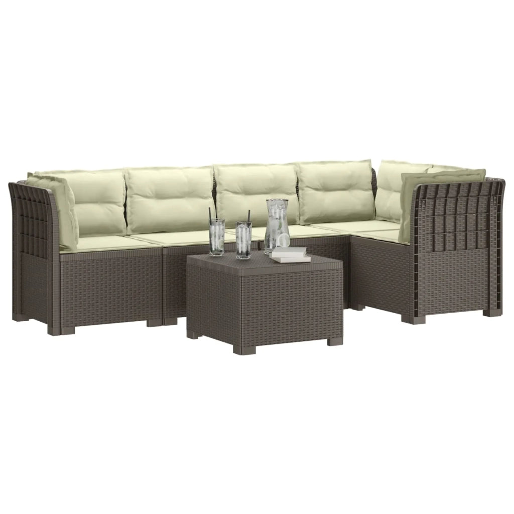Divano da Giardino 5 Posti con Cuscini Stile Rattan PP 3444098