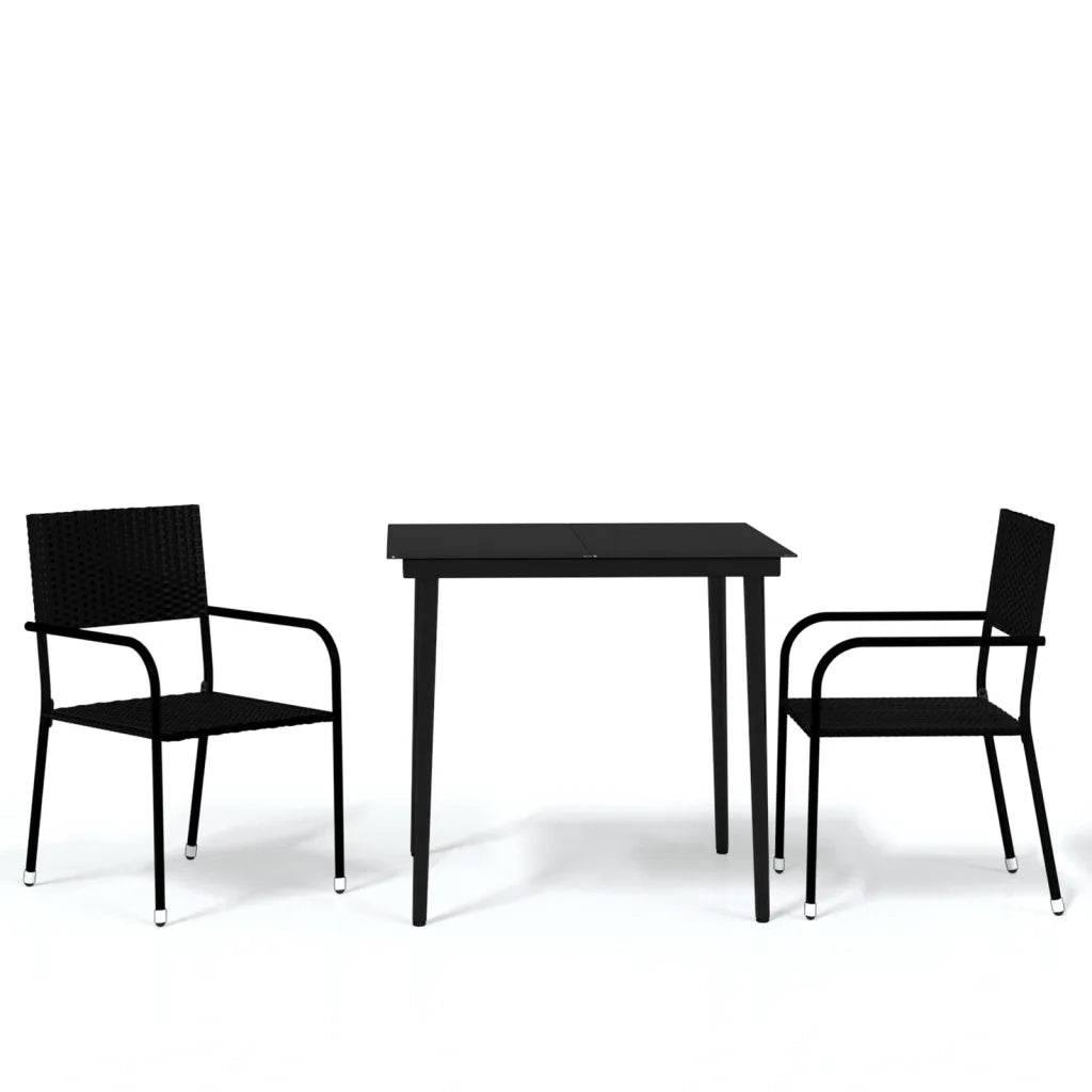 Set Mobili da Pranzo per Giardino 3 pz Nero 3099589