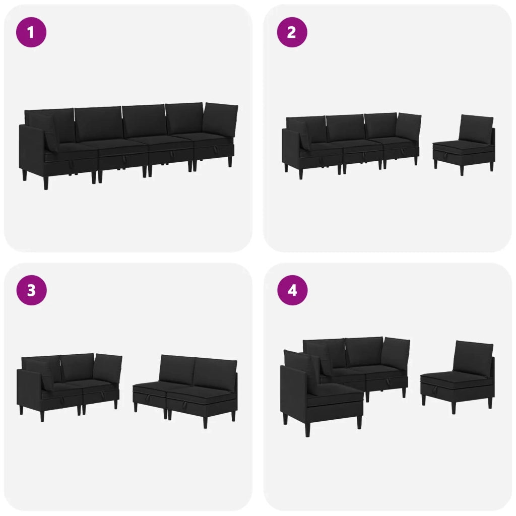 Set di mobili per il soggiorno 4 pcs Nero Tessuto 3413809