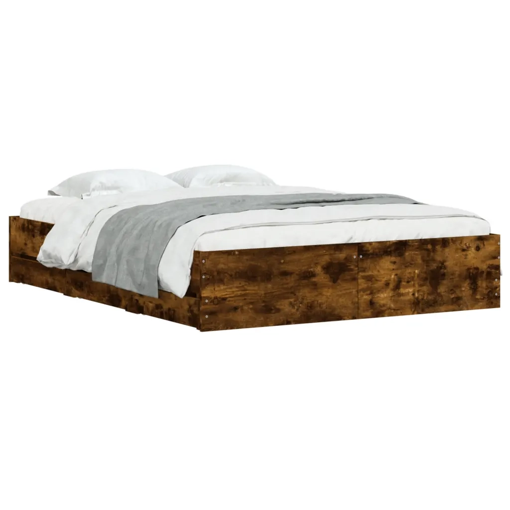 Giroletto con Cassetti Rovere Fumo 150x200 cm Legno Multistrato 3207270