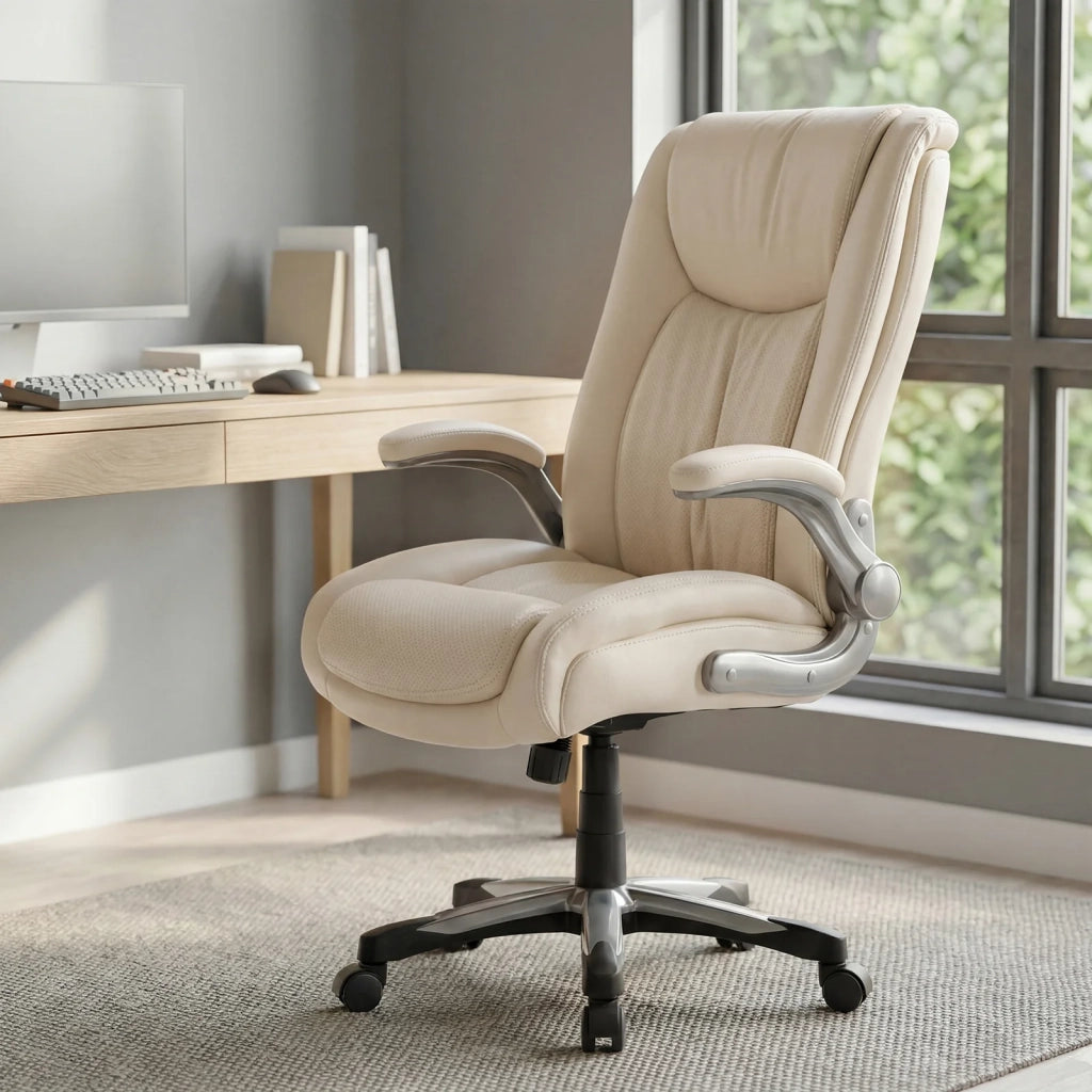 Sedia da Ufficio Ergonomica e Robusta, Carico Massimo 181 kg - Beige