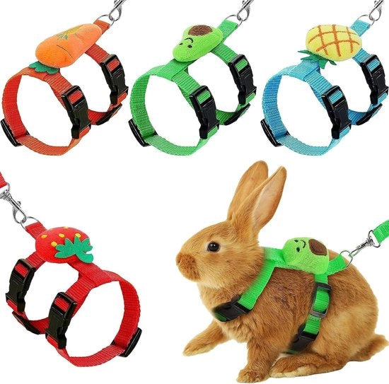 Set di 4 attrezzi per il guinzaglio e il pettorale per piccoli animali - Cinturino per gatti - Harness decorato per conigli e cuccioli
