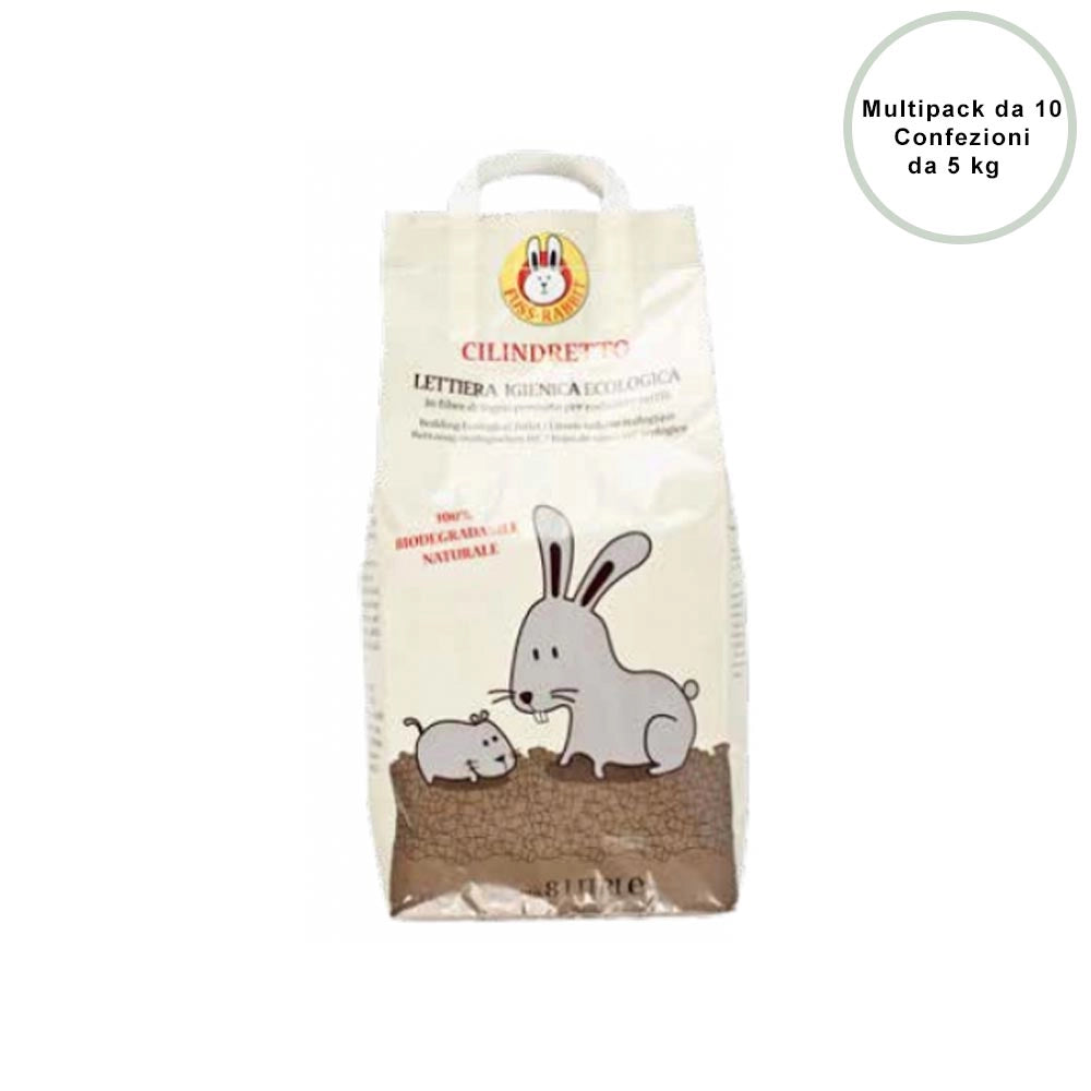 Multipack 10 pz di lettiera igienica ecologica per roditori e rettili cilindretto 8 litri kg 5