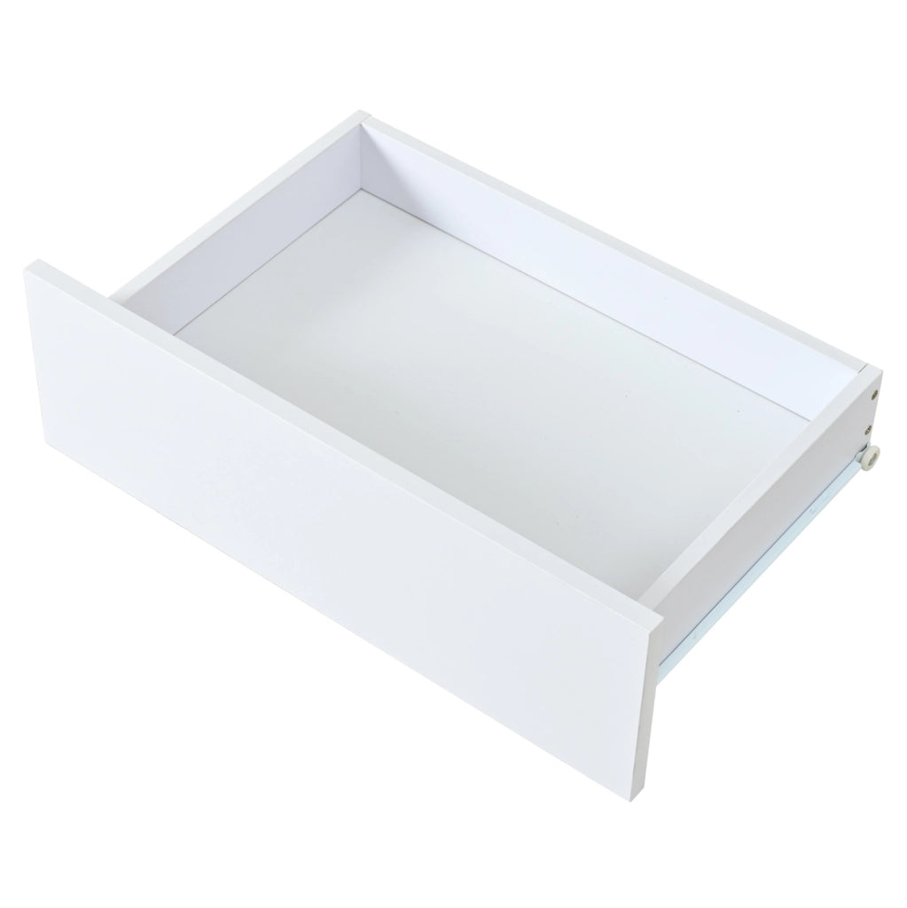 Tavolino da salotto LED 100x50x35 cm con 2 cassetti bianco lucido HOMVRA