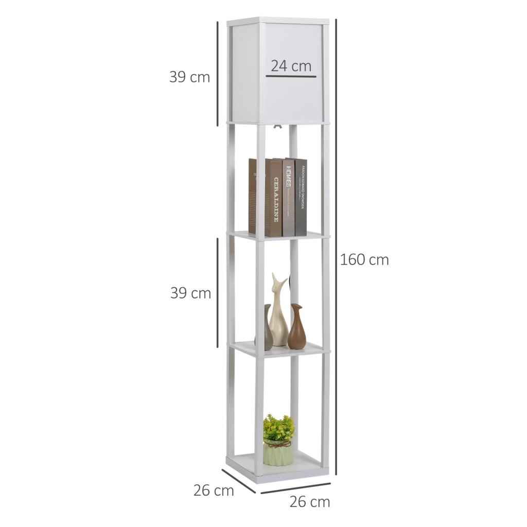 Lampada da Terra con Mensole ¨C zephmum ¨C Bianco MDF 26x26x160cm
