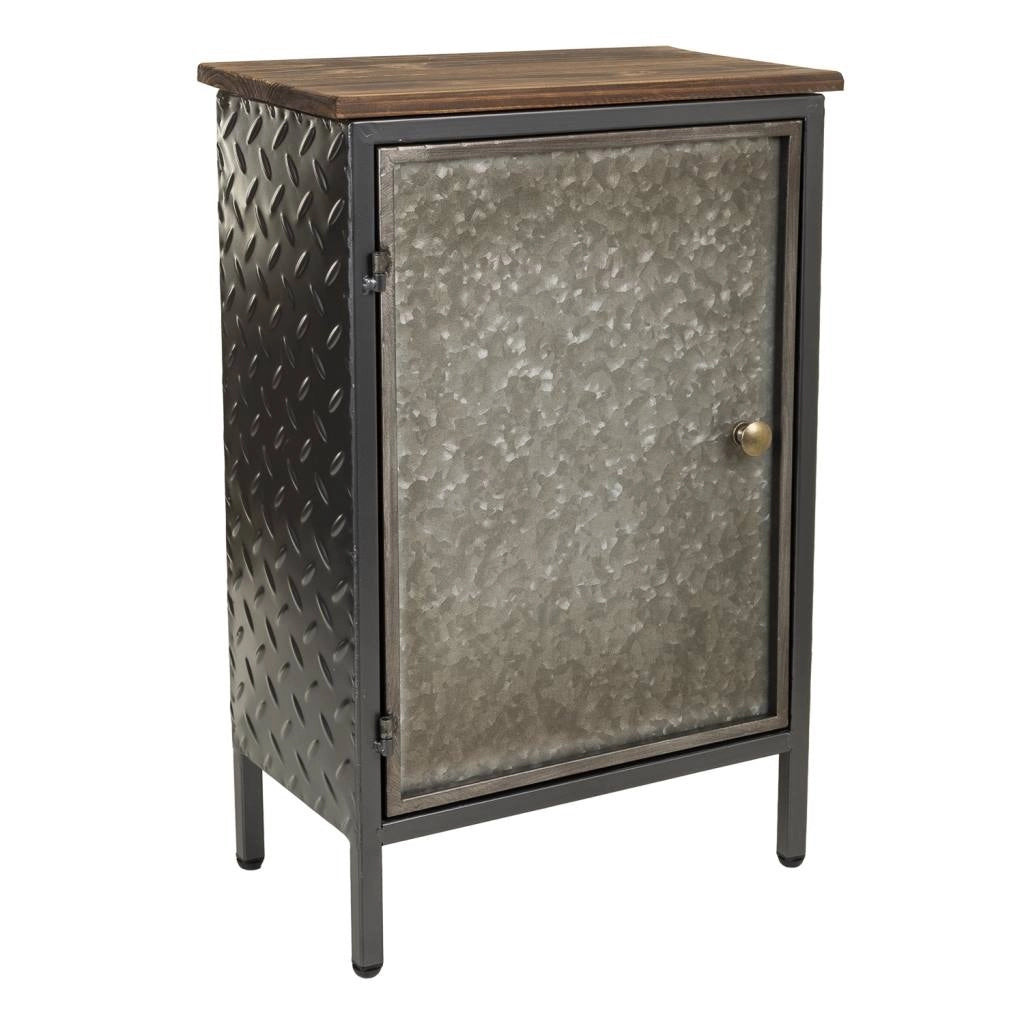 Tavolino in metallo e legno marrone 37x23,5x56,5h