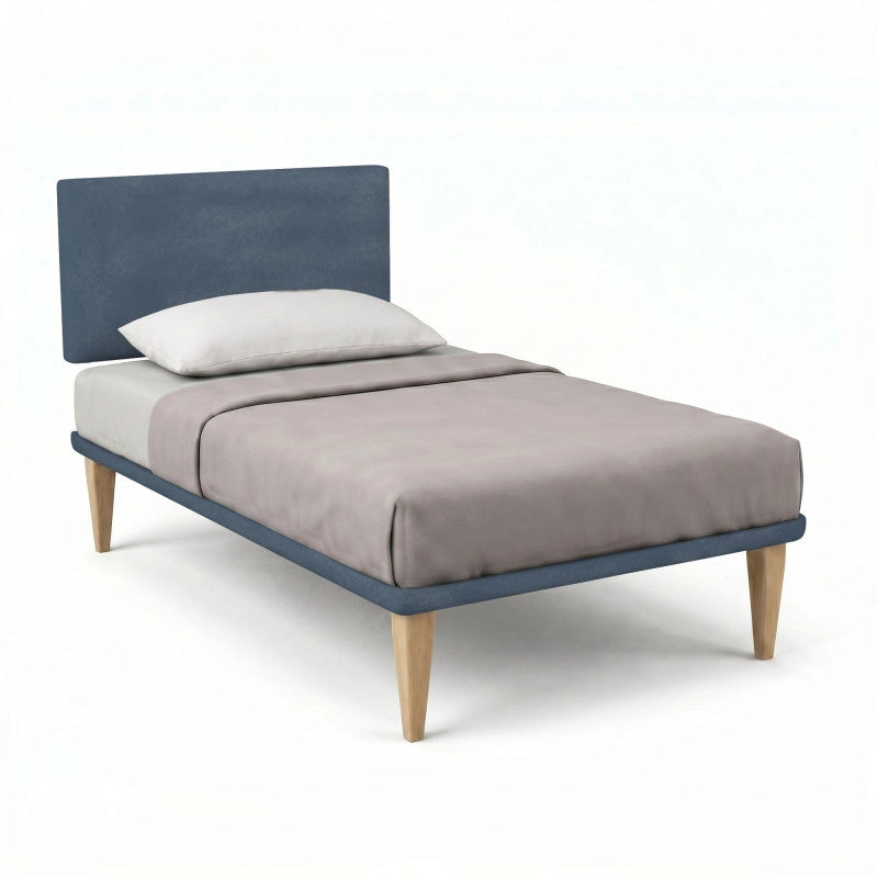 Letto imbottito Piazza e mezzo 120x190 cm Flat - Con rete,Microfibra,Blu