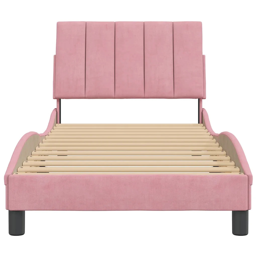 Letto singolo | Letto per adulti | Giroletto senza Materasso Hanko Rosa 80x200 cm in Velluto