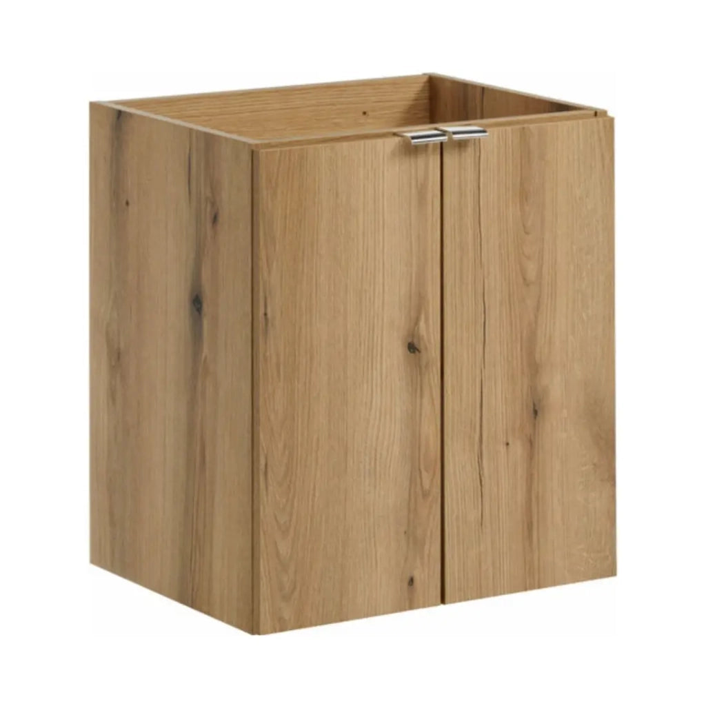 Set VANO effetto quercia 50cm: mobile sottolavabo con ante + piano per lavabo + lavabi da appoggio rettangolari