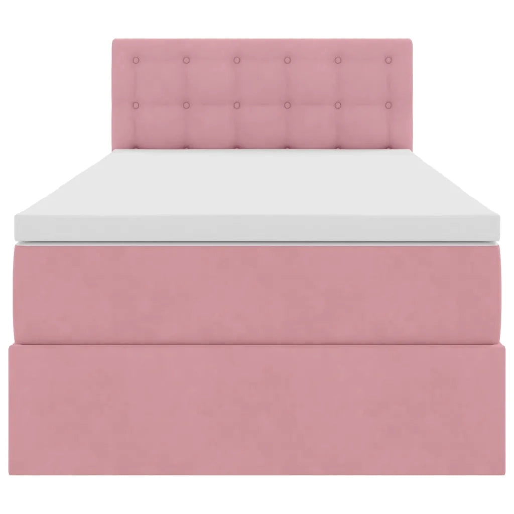 Letto con contenitore e LED con led Rosa 90 x 200 cm Velluto 3371492