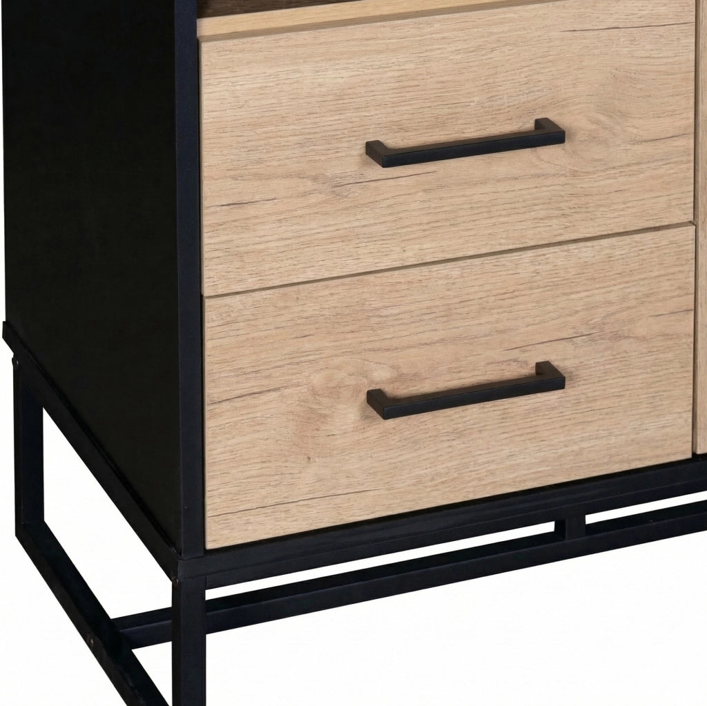 Credenza alta 80x40x180 cm con anta, cassetti e vani aperti