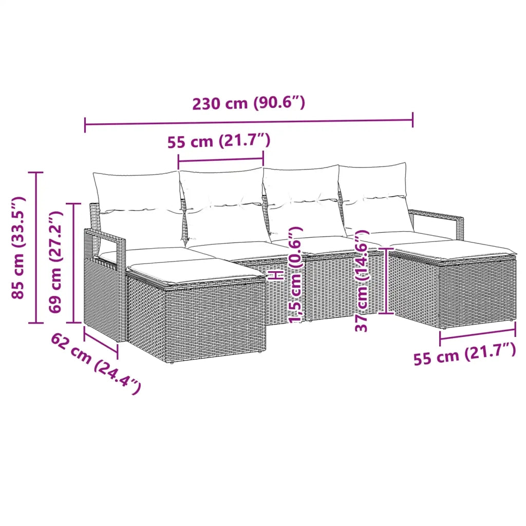 Set di divani 6 pcs Grigio polyrattan 3346495