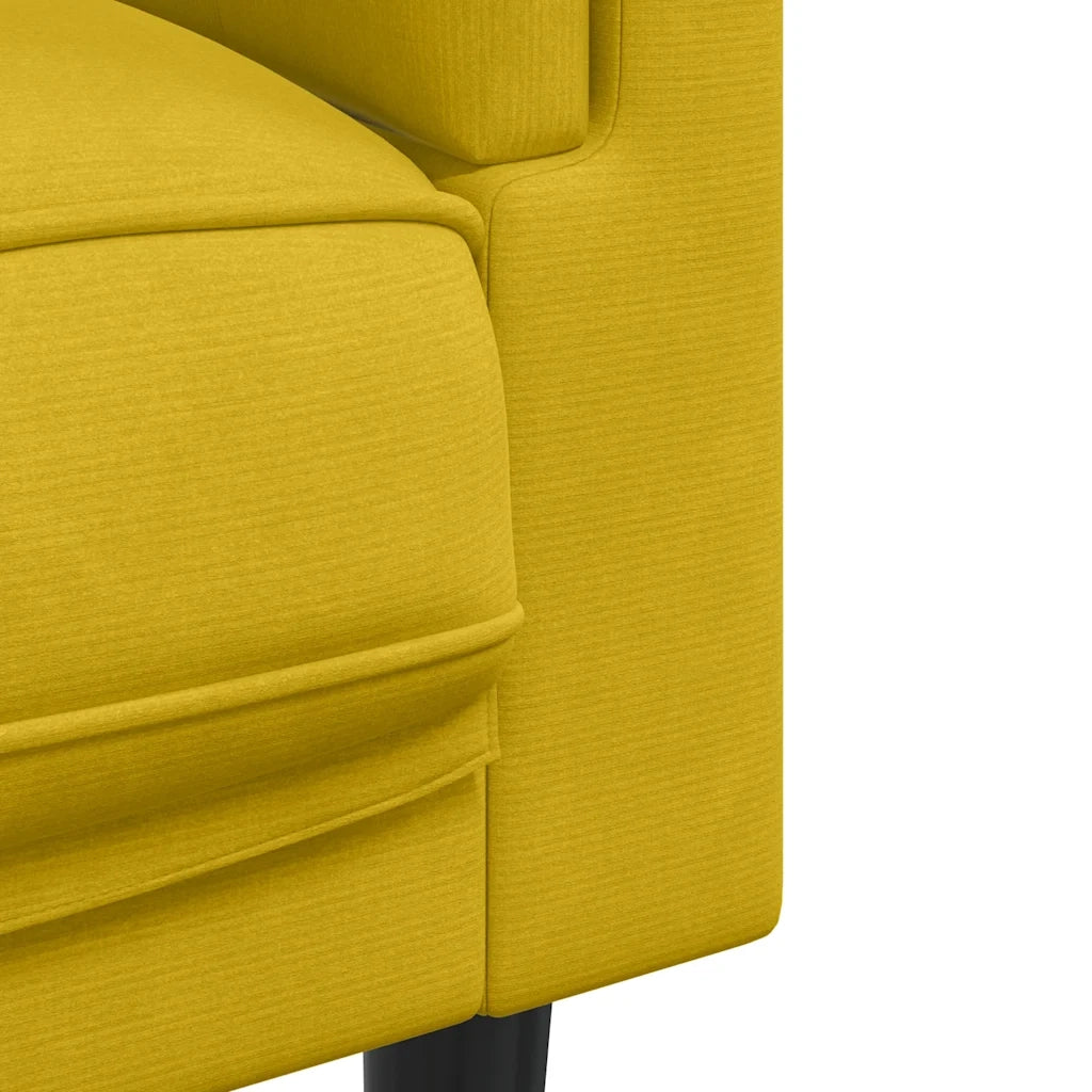 Divano a 3 Posti con Cuscini-Sofa 3 Posti con Cuscini Giallo in Velluto