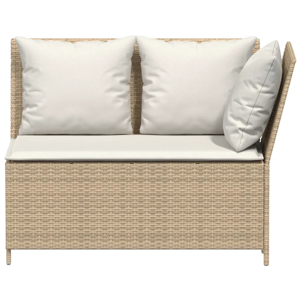 Set Divano da Giardino 3 pz | Set Salotto da Giardino con Cuscini Beige in Polyrattan