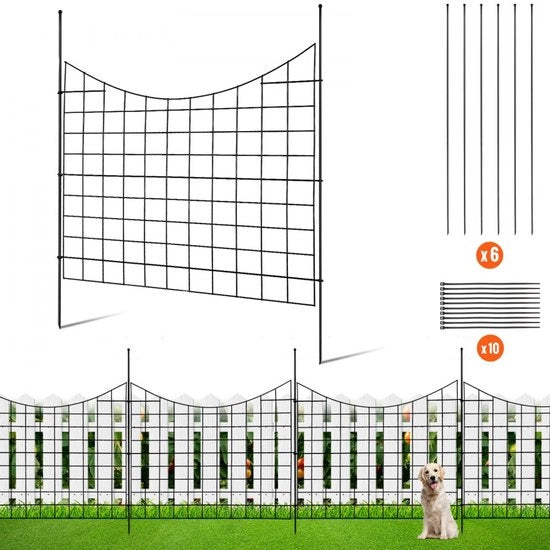 Set di cancelli di giardino in metallo decorativo - Pannelli di cancelli da inserire - Set di 5 - Dimensioni 75 x 93 cm per pannello - Acciaio inossidabile - Distanza tra le sbarre 6,38 cm - Adatto come cancello per cani