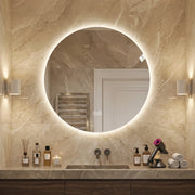 SPECCHIO BAGNO LED ROTONDO 80 cm Argento Vetro e Metallo