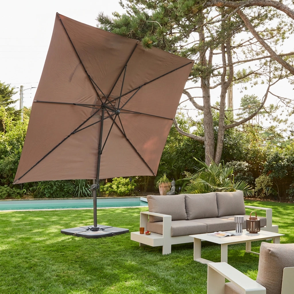 Ombrellone rettangolare decentrato, 3x4m, beige