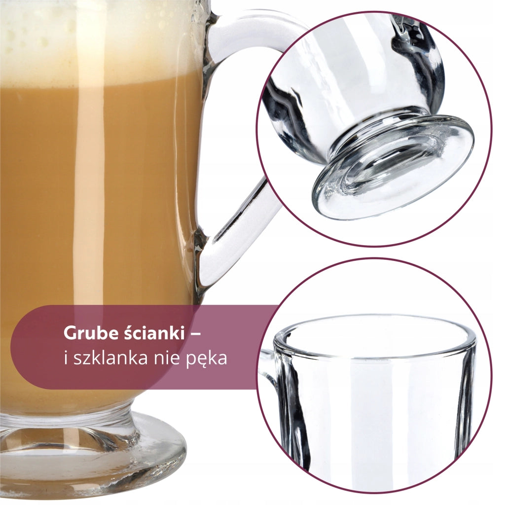 Bicchiere KADAX da 300 ml per caffè, tè, bevande, latte macchiato, acqua, con manico per succhi di frutta.
