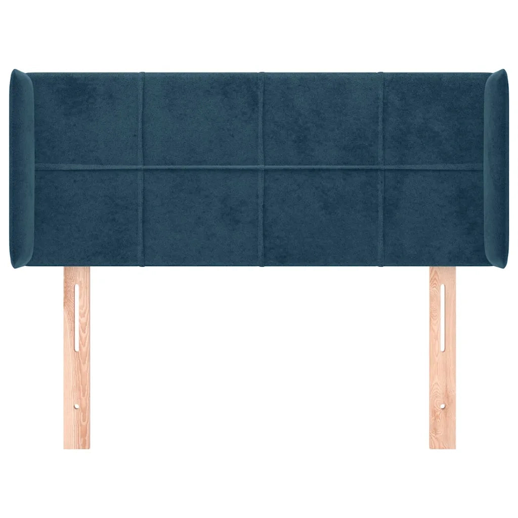 Testiera | Testata ad Orecchio Blu Scuro 103x16x78/88 cm in Velluto
