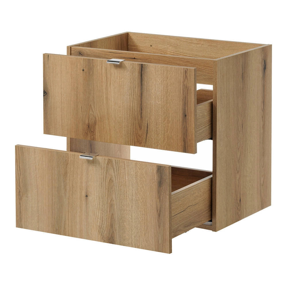 Mobile Sottolavabo NEWPORT da Parete a 2 Cassetti 60x60x40 cm - Effetto Rovere/Nero [en.casa]