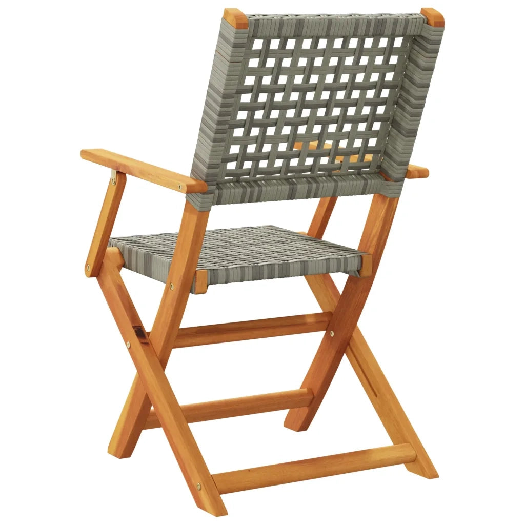 Sedie Giardino Pieghevoli 6 pz | Sedie da Esterno Grigie Polyrattan Legno Massello