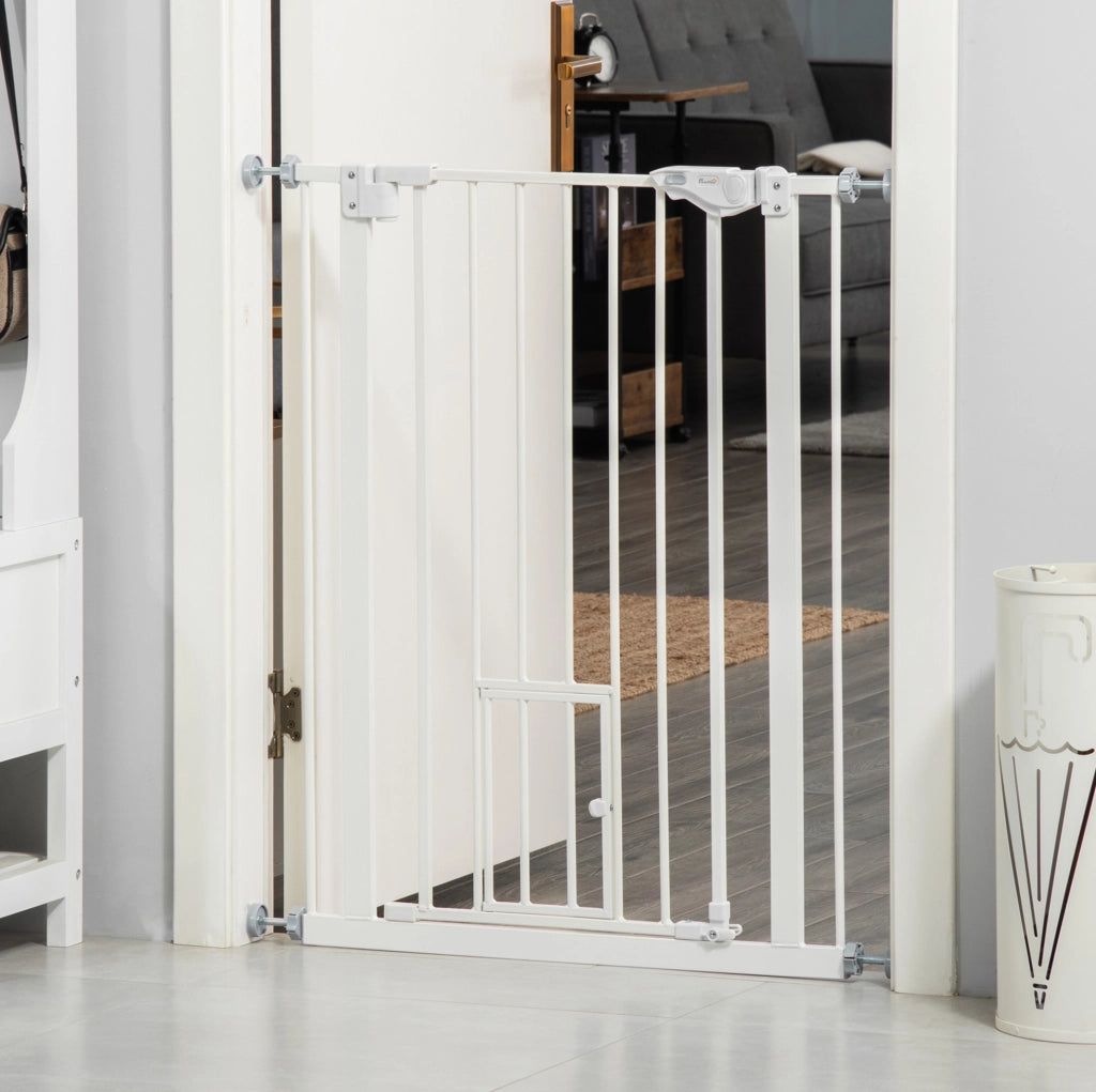 Cancelletto di sicurezza 74-80 x 91,4 cm in acciaio bianco senza foratura per scale –