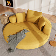 Divano letto pieghevole 2 in 1 in corda, 173x176 cm, giallo, con 3 cuscini
