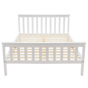 Letto matrimoniale in legno massiccio di pino 140x200 cm con rete a doghe, bianco