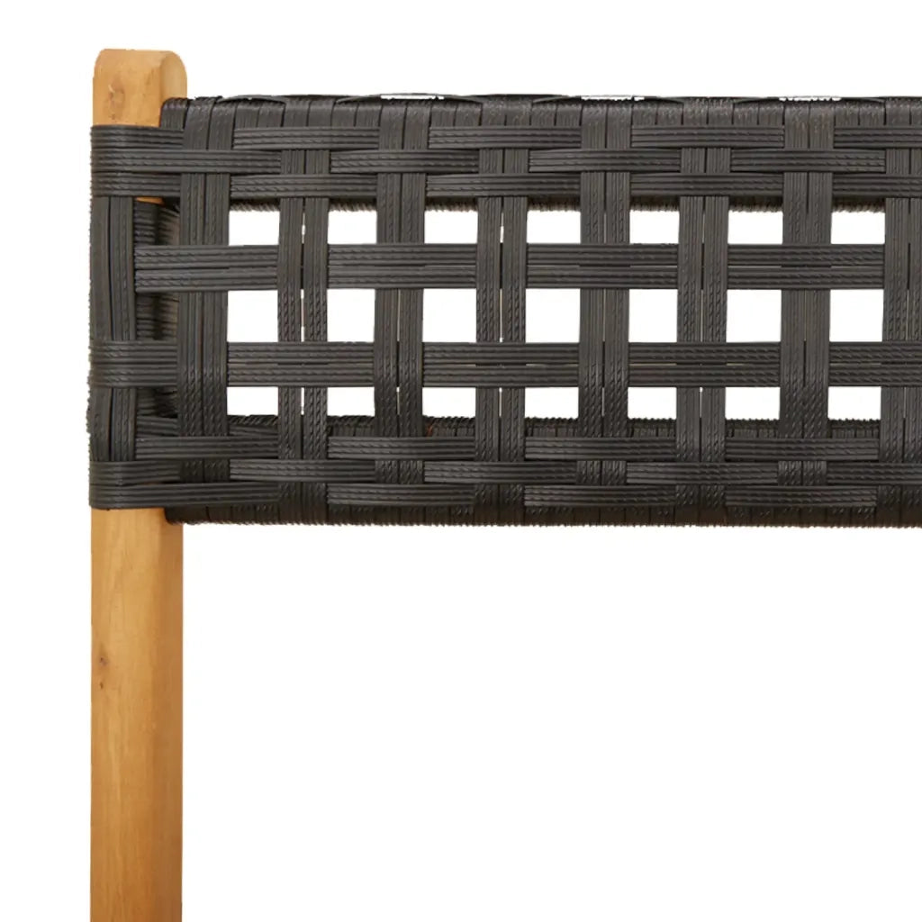 Set da Pranzo per Giardino 5pz | Set Salotto da Giardino Nero Polyrattan e Legno Massello