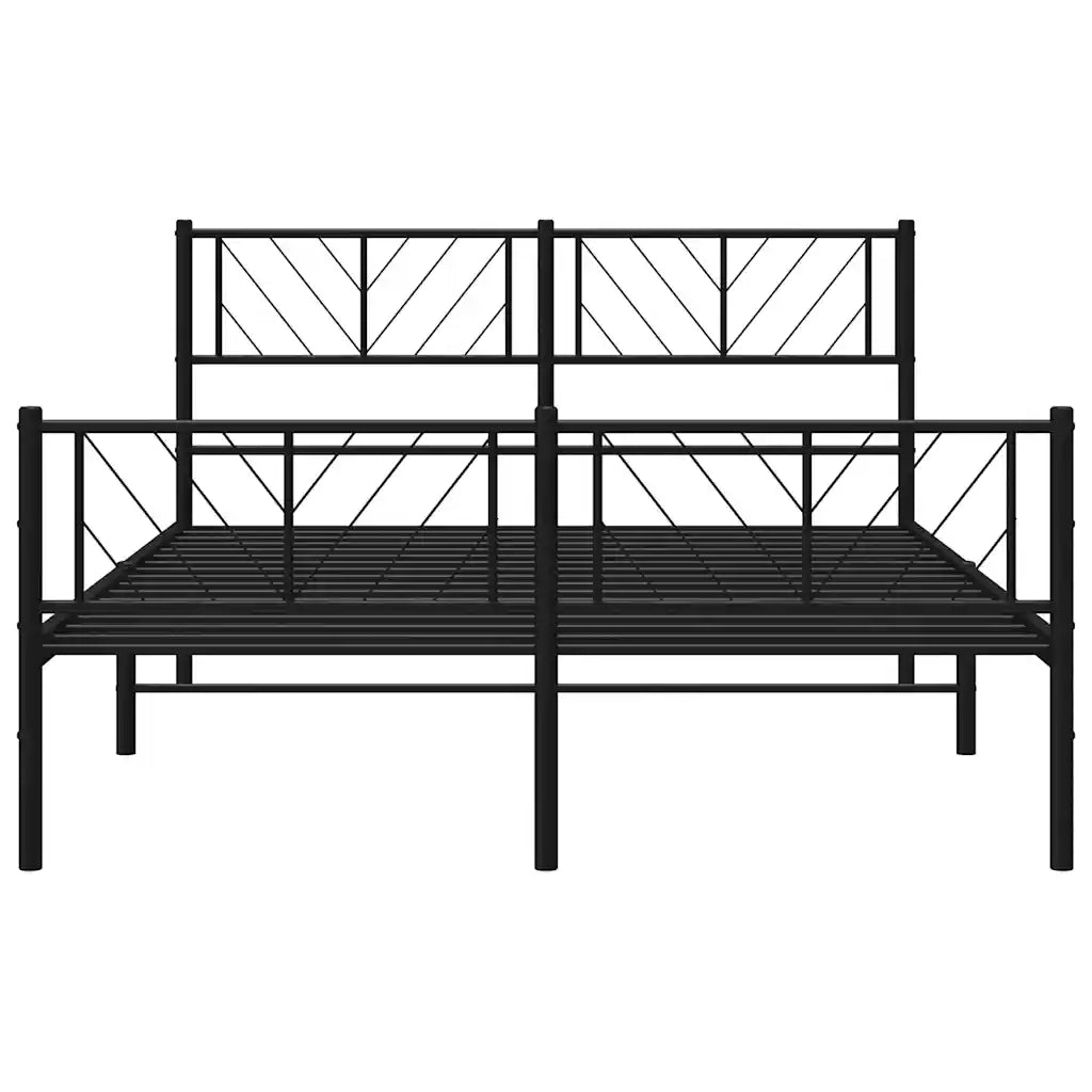 Giroletto con Testiera e Pediera-Struttura Letto Metallo Nero 150x200 cm 842415