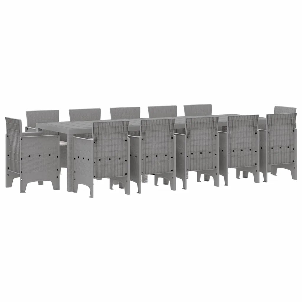 Set da Pranzo per Giardino 13 pcs Grigio chiaro Poly Rattan