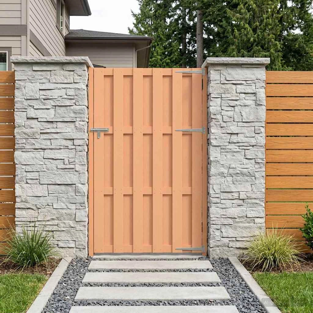 Cancello da giardino 100 x 180 cm WPC e Alluminio Marrone 42039052