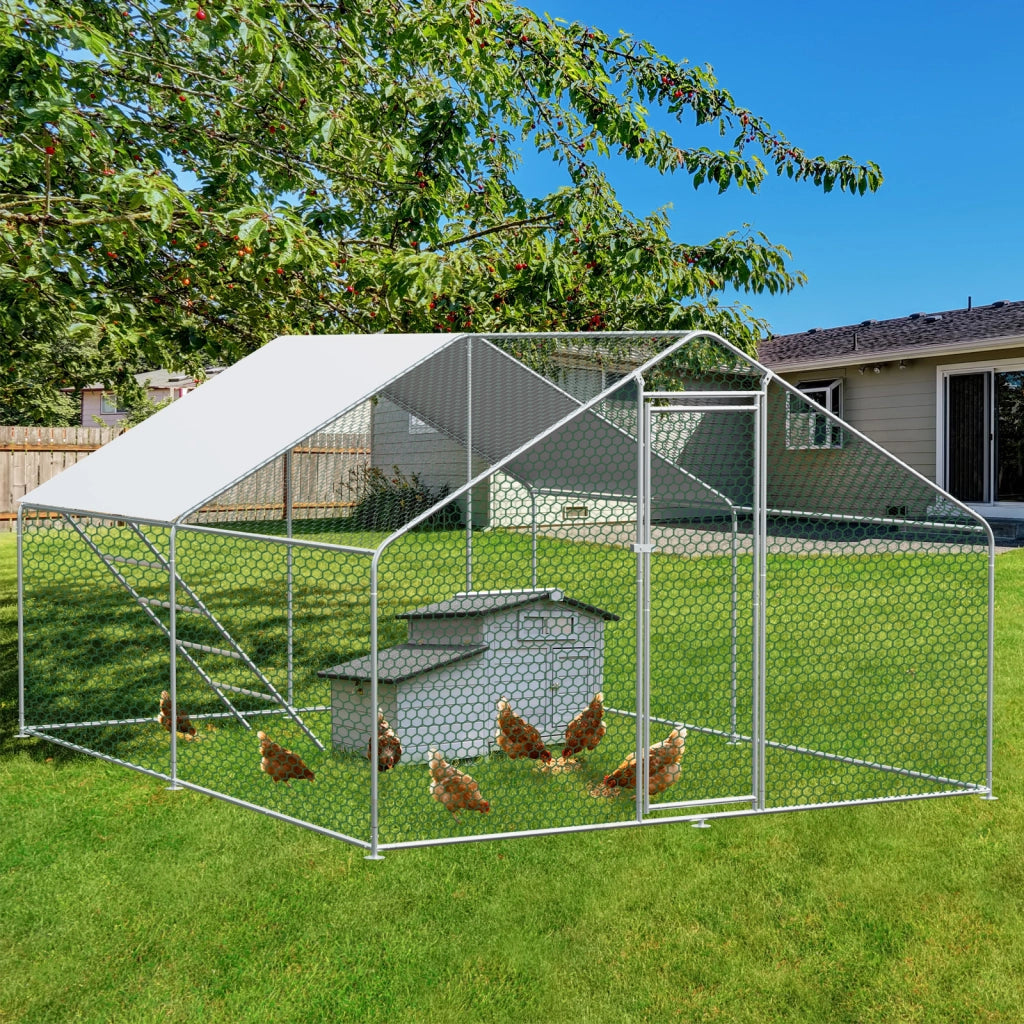 Recinto per Animali Domestici ¨C Minimal ¨C Metallo 3x4x2m con Serratura di Sicurezza e Telo PE Impermeabile