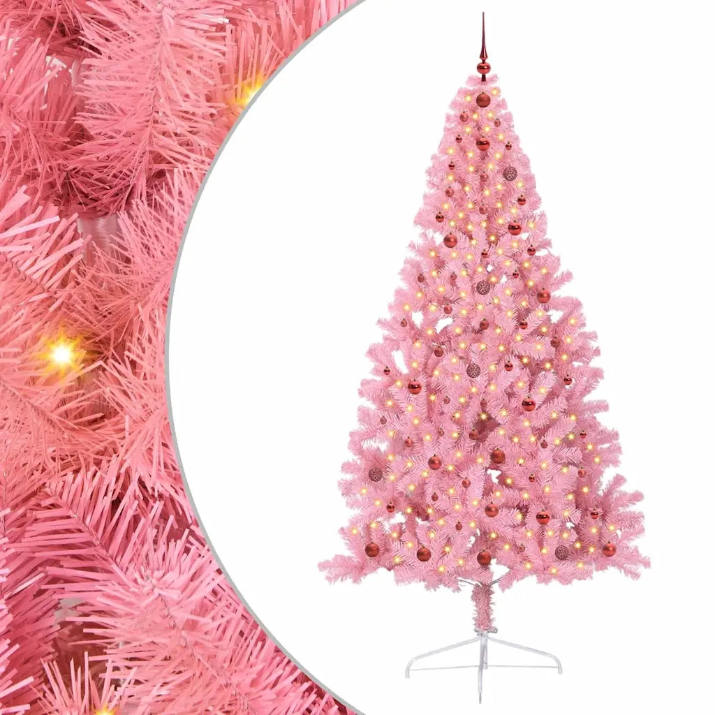 Albero di Natale Artificiale-Albero Natalizio con luci integrate Rosa 240 cm PVC 779695