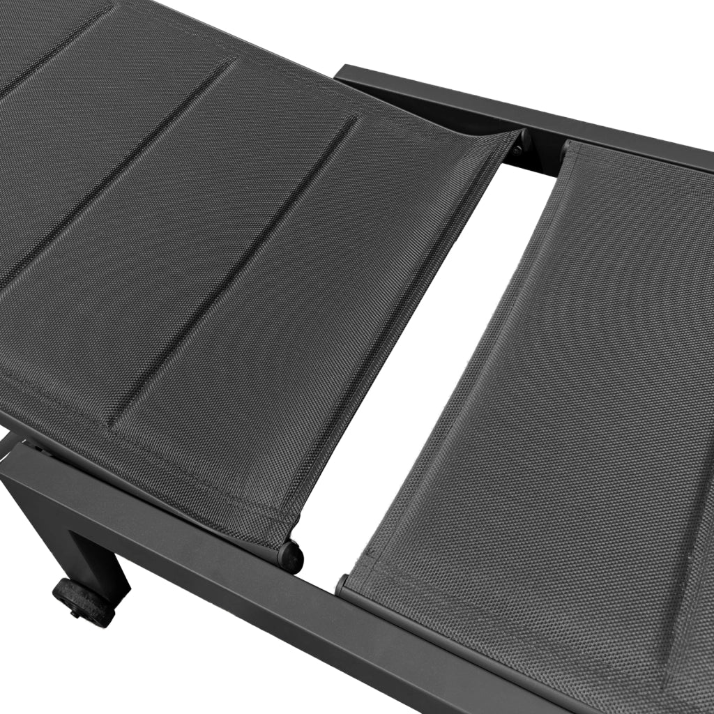 Set di lettino eTavolino BARBADOS in textilene nero - alluminio grigio antracite